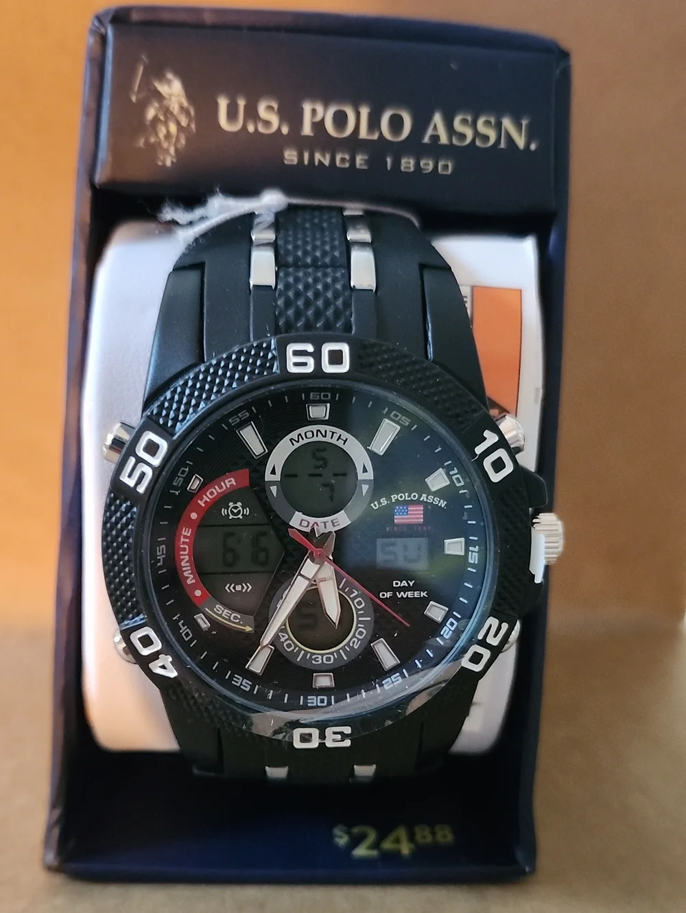 U.S. Polo Assn. Black and Silver Men's Sport Watch